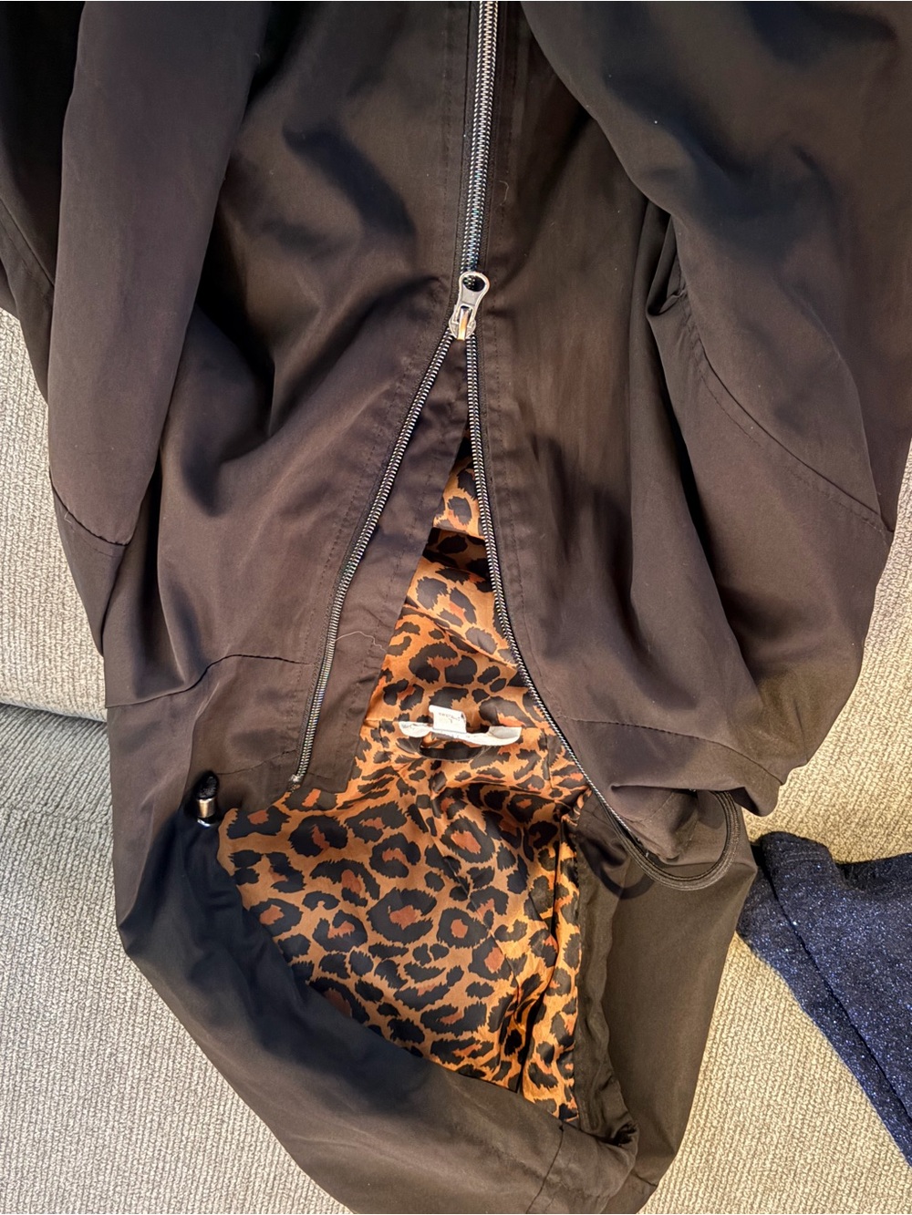 Black Women's Jacket with Leopard Print Lining